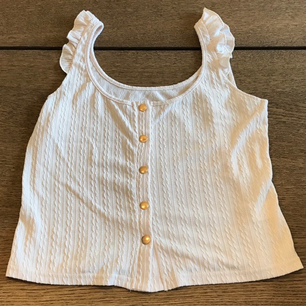 Ruffled Button Tank Top